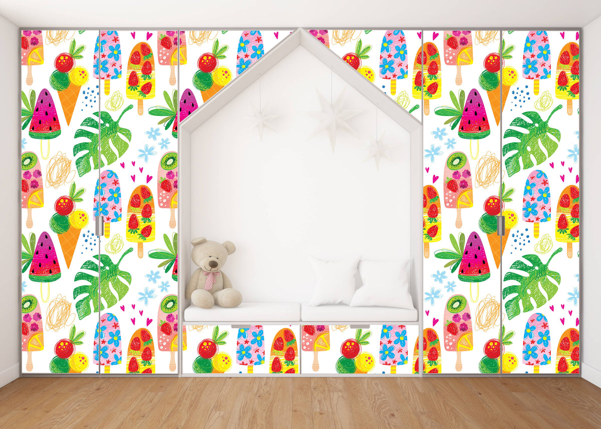 Ice Cream Self Adhesive Sticker For Wardrobe