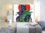 Devil On Bike Art Self Adhesive Sticker For Wardrobe
