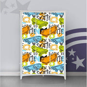Skateboard Drawing Self Adhesive Sticker For Wardrobe