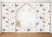 Sleeping On Moon Self Adhesive Sticker For Wardrobe