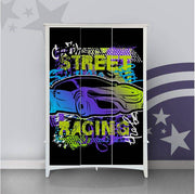 Street Racing Self Adhesive Sticker For Wardrobe