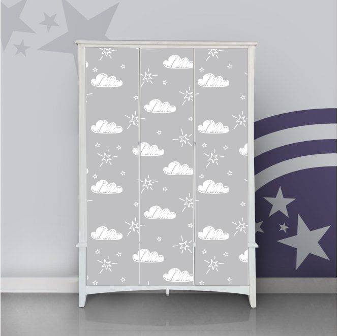 Clouds Drawing Self Adhesive Sticker For Wardrobe