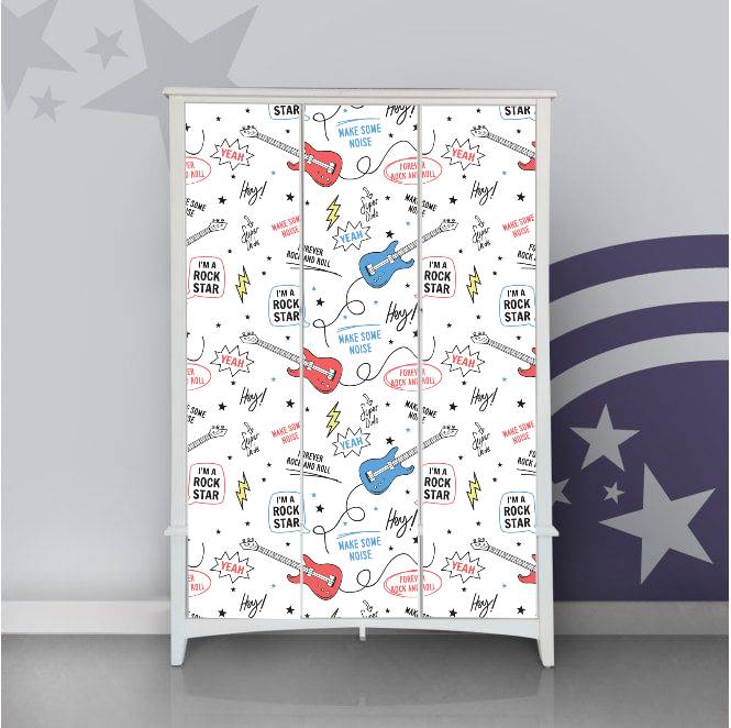 Guitar Sketch Self Adhesive Sticker For Wardrobe