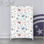 Guitar Sketch Self Adhesive Sticker For Wardrobe