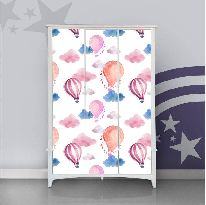 Air Baloon Drawing Self Adhesive Sticker For Wardrobe