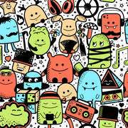 Happy Cartoon Characters Self Adhesive Sticker For Wardrobe