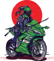 Devil On Bike Art Self Adhesive Sticker For Wardrobe