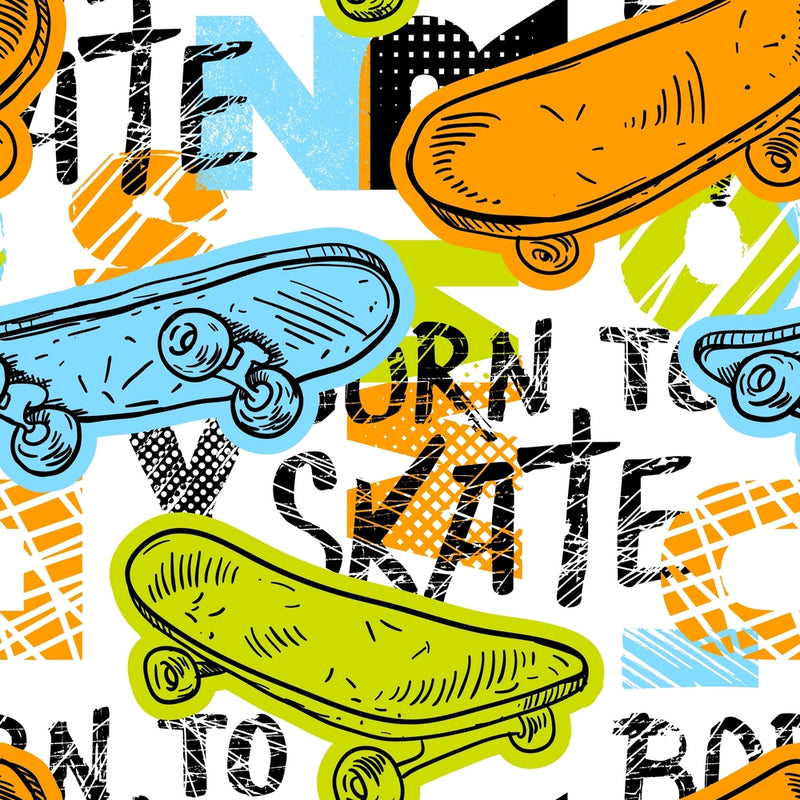 Skateboard Drawing Self Adhesive Sticker For Wardrobe