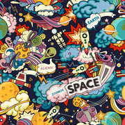 Space Crafts Drawing Self Adhesive Sticker For Wardrobe