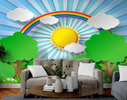 3D Sunrise kids room wallpaper for wall