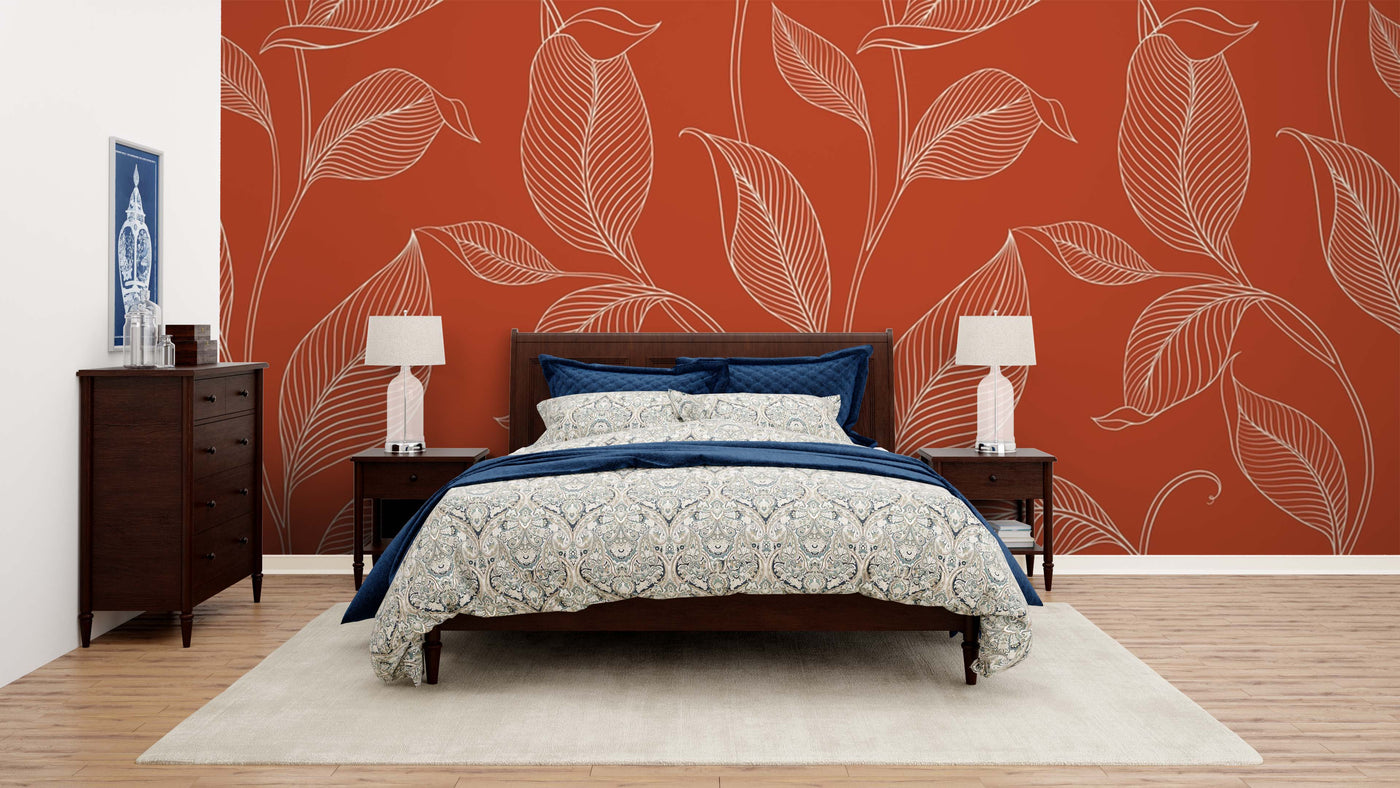 Living Room Leaf Wallpaper