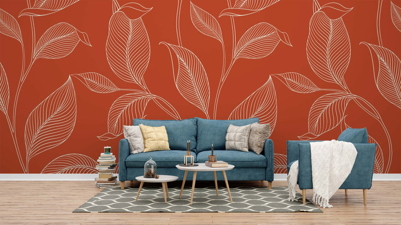 Living Room Leaf Wallpaper