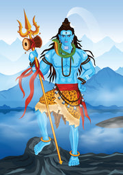 Shiv Standing In Parvat Self Adhesive Sticker Poster