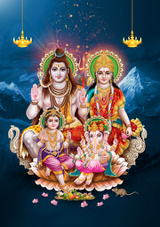 Shiv Parvati Parvat Background Self Adhesive Sticker Poster