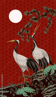 Luxury Maroon Chinoiserie Wallpaper