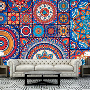Multicolor Pattern Blue Wallpaper