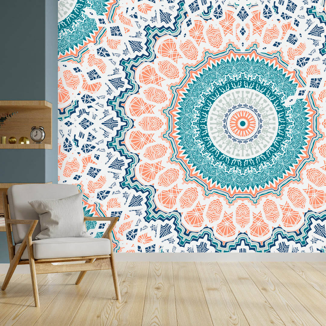 Blue & Red Mandala Wallpaper