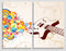Abstract Colour Burst Guitar Wall Art, Set Of 2