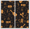 Orange On Black Musical Instruments Wall Art, Set Of 2