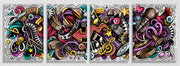 Abstract Pop Music Culture Wall Art, Set Of 4