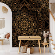 Indian Golden Design Black Wallpaper