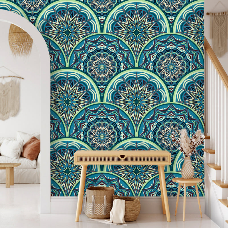 Blue Mandala Culture Wallpaper