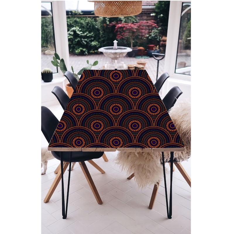 Red Black Mandala Circle Art Self Adhesive Sticker For Table