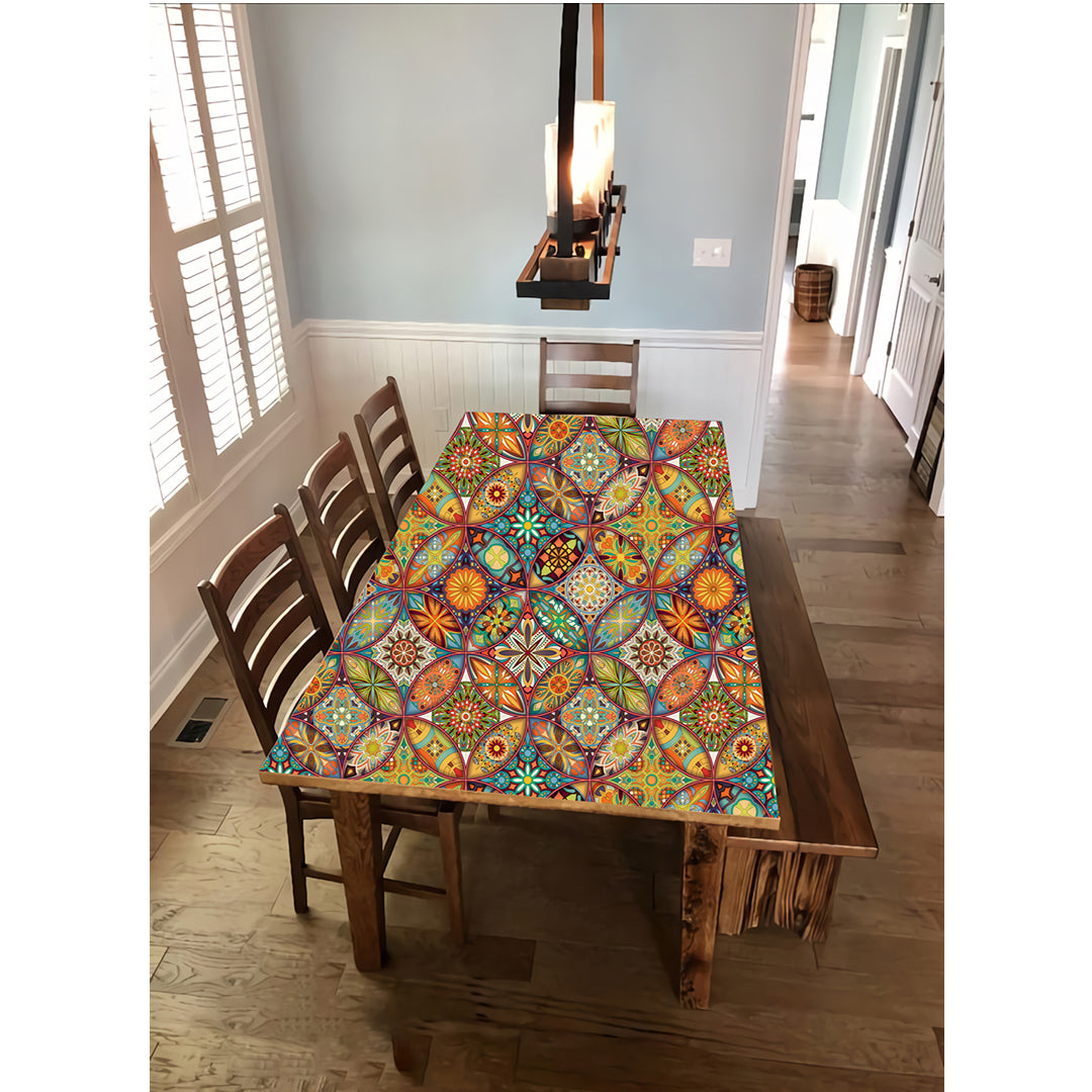 Mandala Art Multi Round Pattern Self Adhesive Sticker For Table