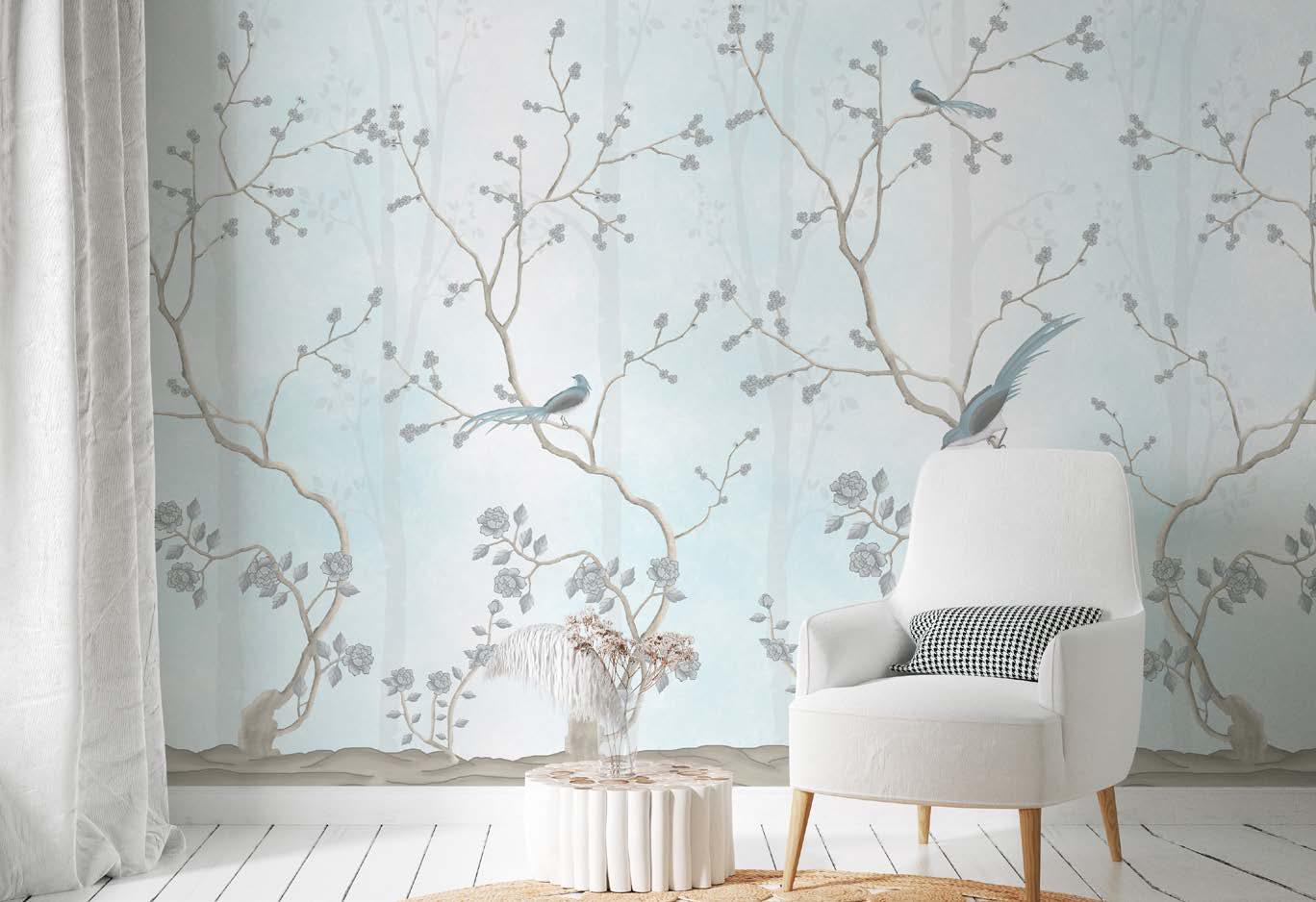 Minimalistic Chinoiserie Wallpaper