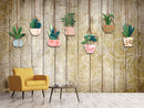 Plant Impression on Wood Custom wallpaper