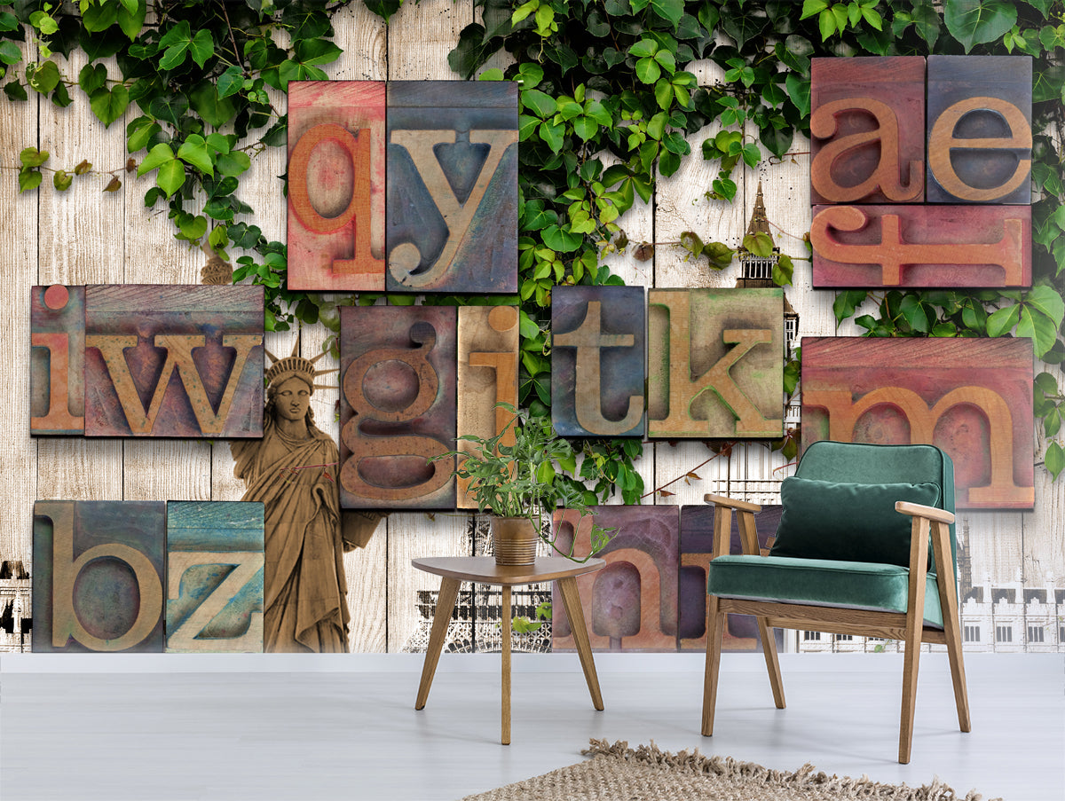 Wooden Alphabetical Customised wall coverings