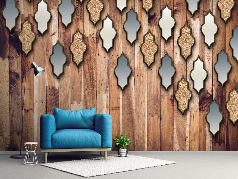 Wooden Mirror design wall coverings