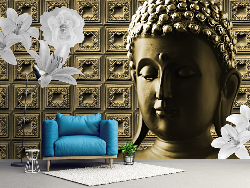 3D Buddha Sculpture Customised Wallpaper