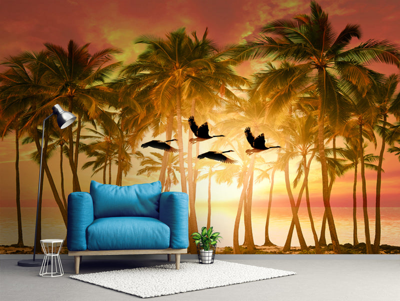 Sunset on Beach Custom Wallpaper
