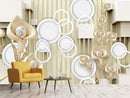 Golden Flower White Pearls Customised Wallpaper