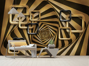 3D Golden and Brown Textured Customised Wallpaper