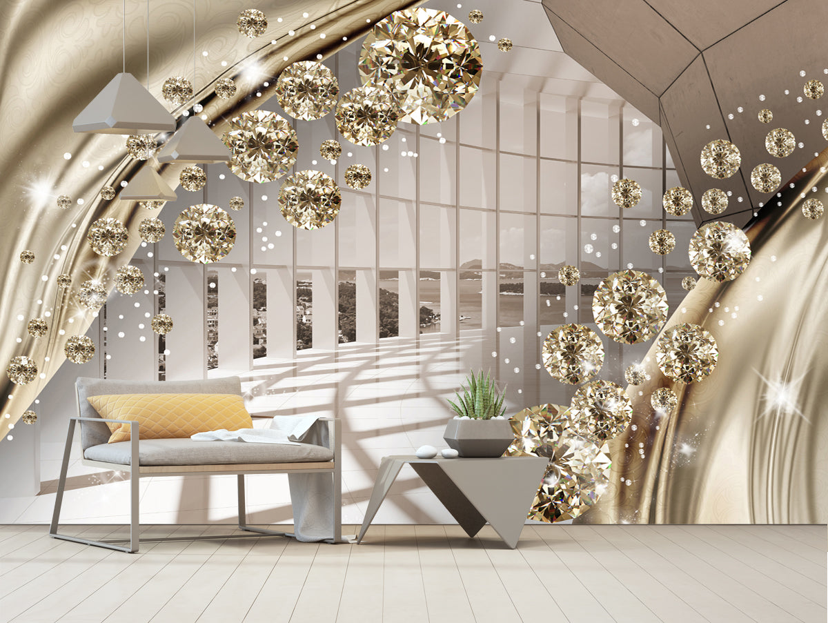 3D Sparkling Diamonds Customised Wallpaper