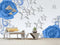 3D Stars and Blue Rose Customised Wallpaper