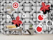 3D Flower Wall Art Customised Wallpaper