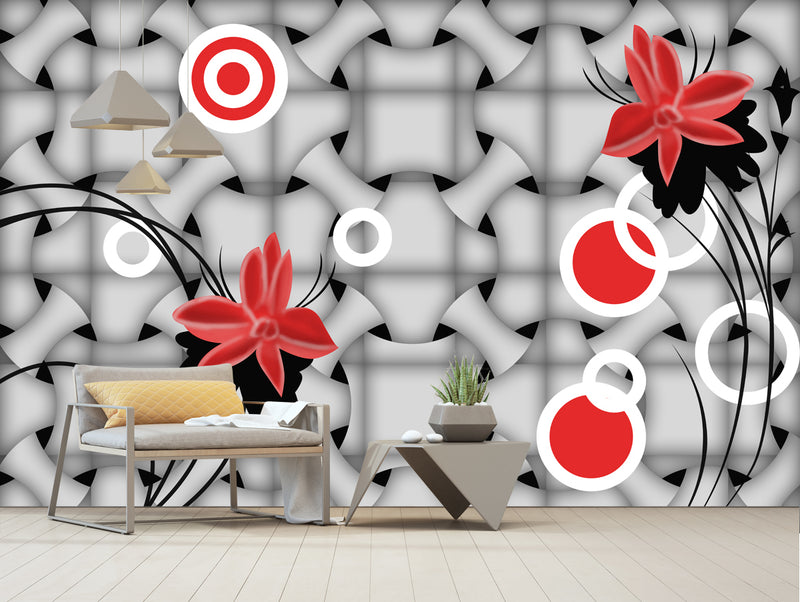 3D Flower Wall Art Customised Wallpaper