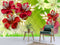 3D Red Flowers Customised Wallpaper