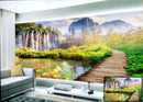 Waterfall And  Mountains Landscape wallpaper for wall