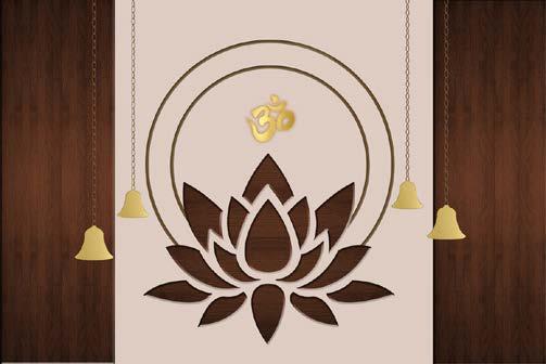 Om With Lotus Pattern Pooja Room Wallpaper