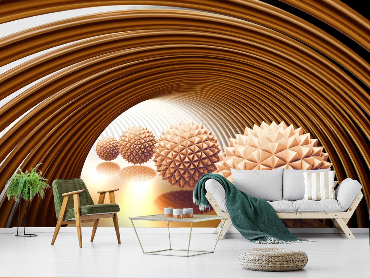 3D Brown Lining custom wallpaper for wall