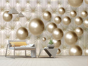 3D Golden Floating ball custom wallpaper for wall