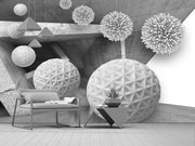 White and Grey decorative custom wallpaper for wall