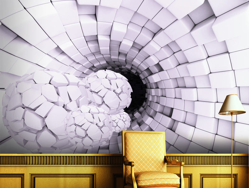 Tunnel illusion custom wallpaper for wall