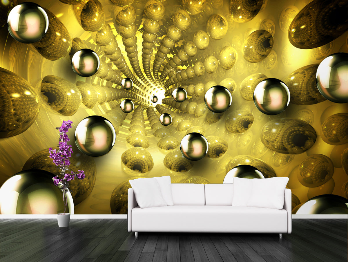 Golden Tunnel Decorative custom wallpaper for wall
