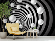 Black and White Tunnel custom wallpaper for wall