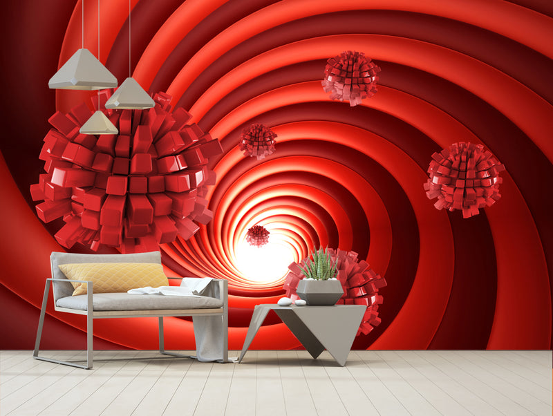 Red Cubic Ball custom wallpaper for wall